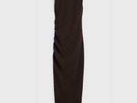 Трикотажное платье со сборками, Коричневый