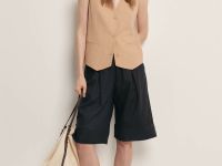 Жилет с добавлением льна приталенного силуэта