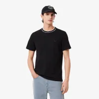 Мужская футболка Lacoste Paris с воротником в полоску из эластичного хлопка