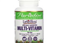 Paradise Herbs, Earth's Blend, ежедневные мультивитамины из суперпродуктов, без железа, 30 вегетарианских капсул