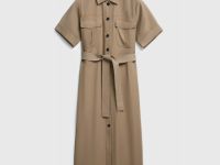 Платье-рубашка со съёмным поясом, Бежевый