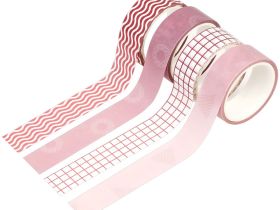 Набор клейких декоративных лент MESHU "Pink waves", 4шт