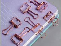 Зажимы для бумаг Meshu "Rose Gold" 19 мм, 6 шт., пакет с европодвесом