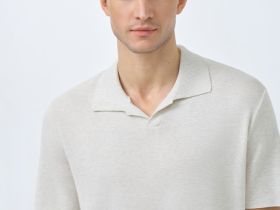 Вязаное поло с коротким рукавом, Серый