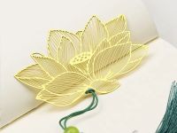 Закладка для книг с кисточкой "Благородный лотос" (латунь, нейлон)