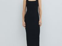 Вязаное платье в рубчик, Черный