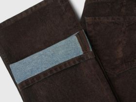 Прямые джинсы с велюровым покрытием, Коричневый