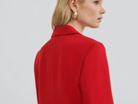 Однобортный приталенный жакет, Красный