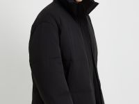 Оверсайз пуховик с воротником-стойкой