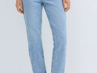 Прямые джинсы со средней посадкой, Голубой