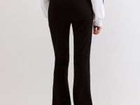 Чёрные брюки клёш с эластичным поясом Глория Джинс