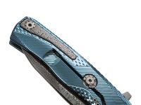 Нож складной LionSteel ROK DD BL, дамасская сталь, рукоять титан, синий