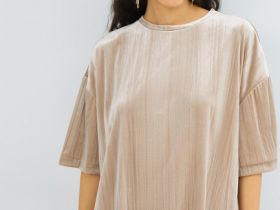 Бархатная футболка, Бежевый