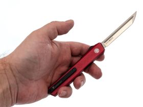 Автоматический нож Nimo Slender Man, сталь D2, выкидной фронтальный нож, рукоять алюминий красный