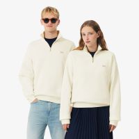 Хлопковый свитшот Lacoste Unisex Loose Fit из плотного флиса с застежкой-молнией на воротнике