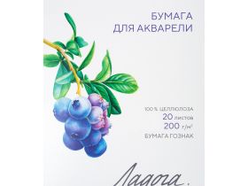 Папка для акварели "Ладога" А4 20 л 200 г, 100% целлюлоза, среднее зерно