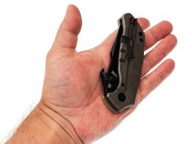 Нож Barmaley Knives Seadevil, сталь D2, рукоять G10/сталь, песочный, вейв
