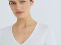 Футболка в рубчик с V-вырезом, Белый