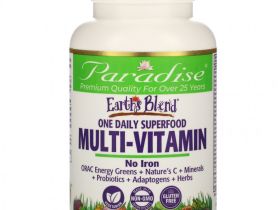Paradise Herbs, Earth's Blend, ежедневные мультивитамины из суперпродуктов, без железа, 60 вегетарианских капсул