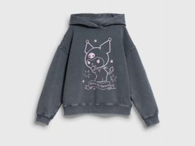 Худи с принтом для девочек, Серый