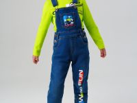 Полукомбинезон текстильный джинсовый утепленный флисом для мальчиков