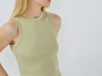 Базовая майка в рубчик, Зеленый