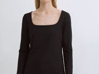 Лонгслив с квадратным вырезом, Черный