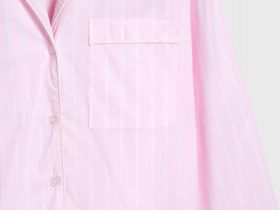Пижамная рубашка в полоску, Розовый