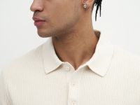 Джемпер текстурной вязки с воротником-поло, Белый