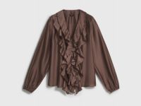 Блузка из лиоцелла с рюшами, Коричневый