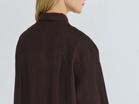 Рубашка с длинным рукавом из смесового льна, Коричневый