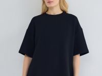 Футболка оверсайз с разрезами, Черный