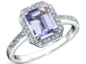 Кольцо из белого золота с танзанитом и бриллиантами э4742кц05220419
