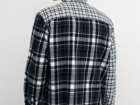 Рубашка в клетку из хлопка, Черный