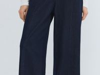 Широкие джинсы с поясом на резинке, Синий