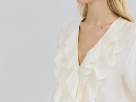 Блузка из лиоцелла с рюшами, Бежевый