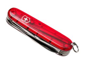 Нож перочинный Victorinox Huntsman, сталь X55CrMo14, рукоять Cellidor®, полупрозрачный красный, 15 функций, 91мм