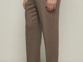 Брюки прямого кроя с добавлением льна