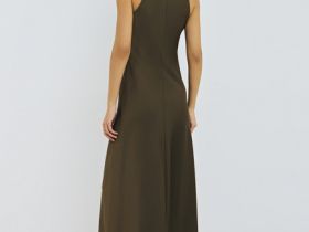 Платье макси из сатина, Зеленый
