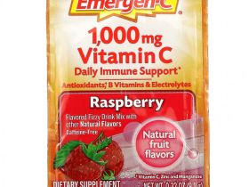 Emergen-C, Витамин С, смесь для газированных напитков со вкусом малины, 1000 мг, 30 пакетиков весом 9,1 г (0,32 унции) каждый