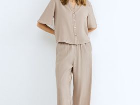 Рубашка из жатой ткани, Бежевый