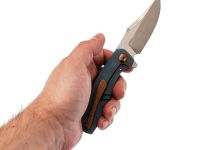 Складной нож Assassin knives Mini Rex Flipper, сталь Damascus, рукоять титан, синий