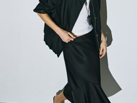 Атласная юбка миди А-силуэта, Черный