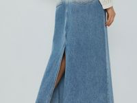 Джинсовая юбка макси с эффектом деграде, Синий