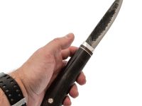 Нож Северный малый, сталь Х12МФ, рукоять коричневая карельская береза, с откованным долом