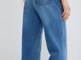 Прямые джинсы с высокой посадкой, Синий