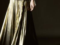 Юбка макси из ткани с эффектом жидкого золота, Золотой