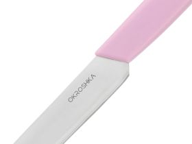 Нож кухонный для стейка Okroshka Salad 12 см, сталь 5cr15mov, рукоять пластик, розовый