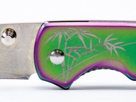 Складной нож SanRenMu 7073LUX-SP, сталь 12C27, рукоять нержавеющая сталь, градиент