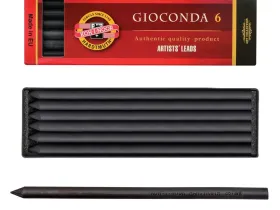 Набор стержней для цангового карандаша Koh-I-Noor "GIOCONDA" 6 шт 5,6 мм, уголь искусственный, НВ